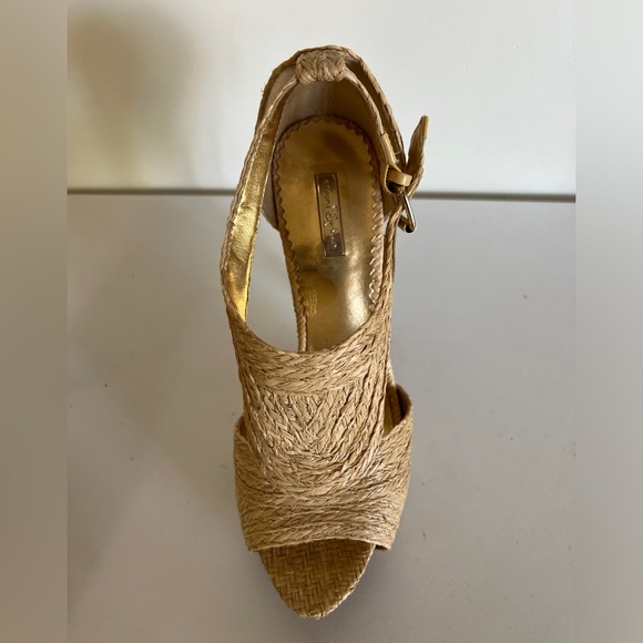 Report Signature Lucie 2 Platform Raffia Sandals Size 6 - Picture 3 of 12